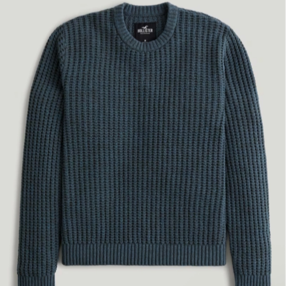 Hollister Textured Crewneck Sweater - Dark Teal